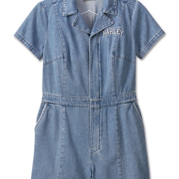Harley-Davidson Blue Denim Jumpsuit X-Small - Picture 2 of 5